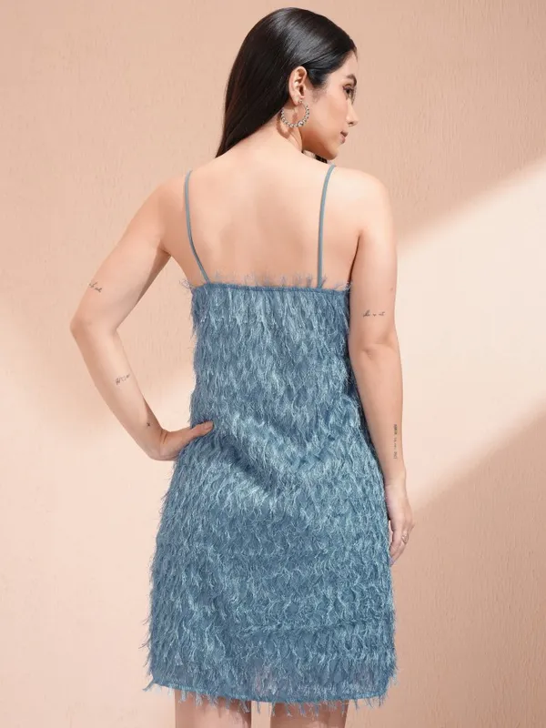 Tokyo Talkies Women Blue Embellished A-Line Dress