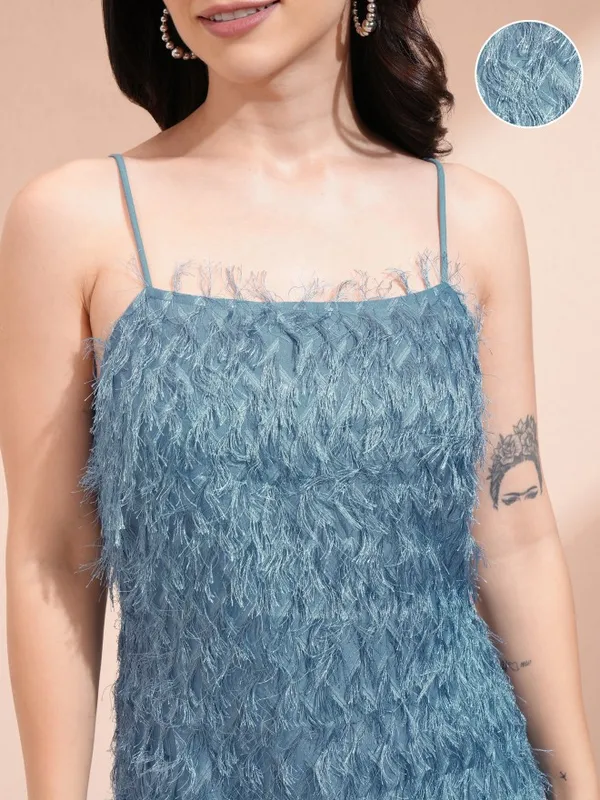 Tokyo Talkies Women Blue Embellished A-Line Dress