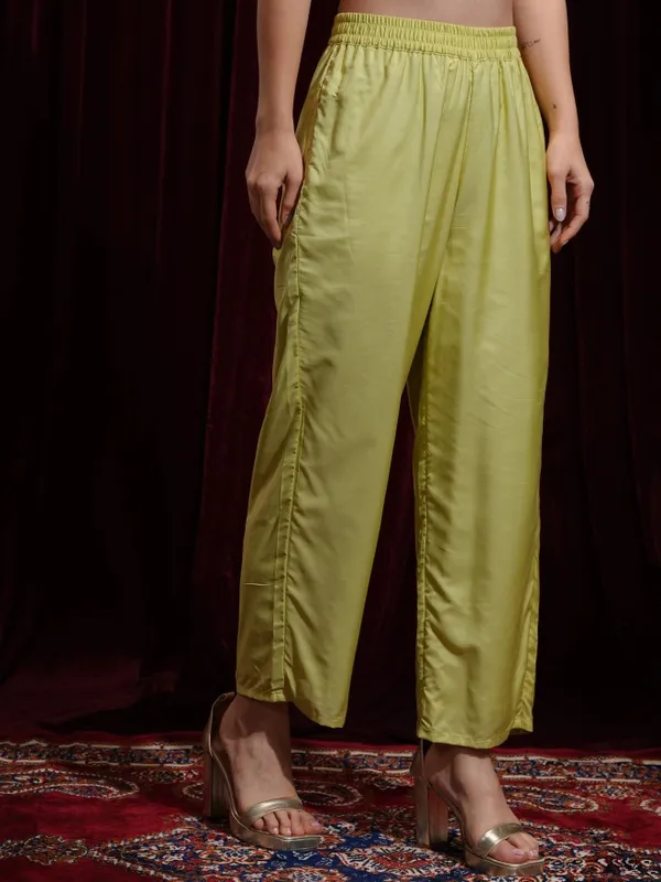 Vishudh Women Green Kurta With Trousers And Dupatta