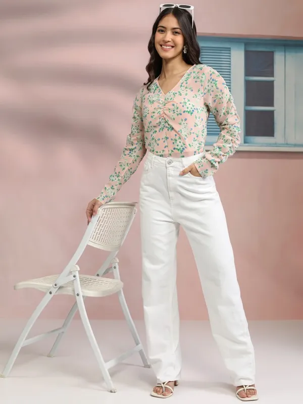 Tokyo Talkies Women Pink Printed Peplum Top