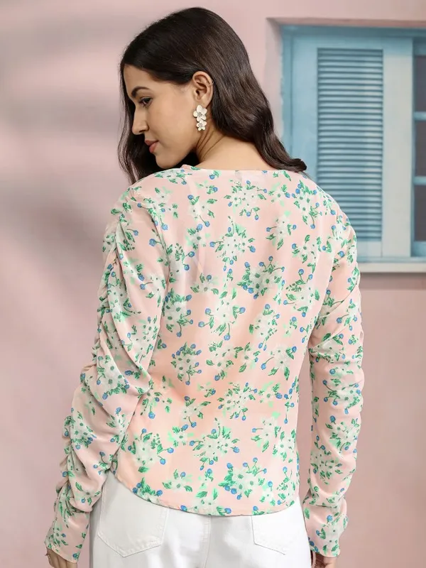 Tokyo Talkies Women Pink Printed Peplum Top