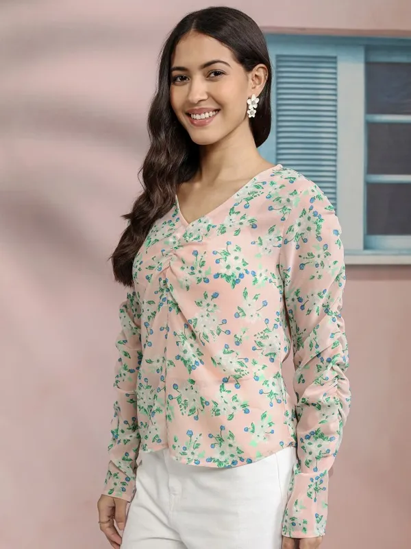 Tokyo Talkies Women Pink Printed Peplum Top