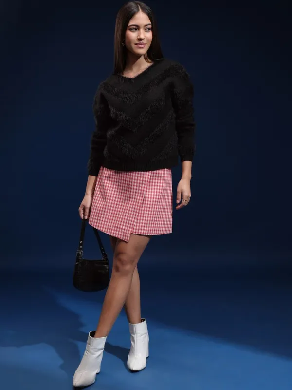 Tokyo Talkies Women Black Round Neck Sweater