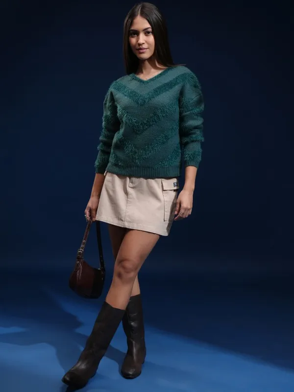 Women Self Design Sweater