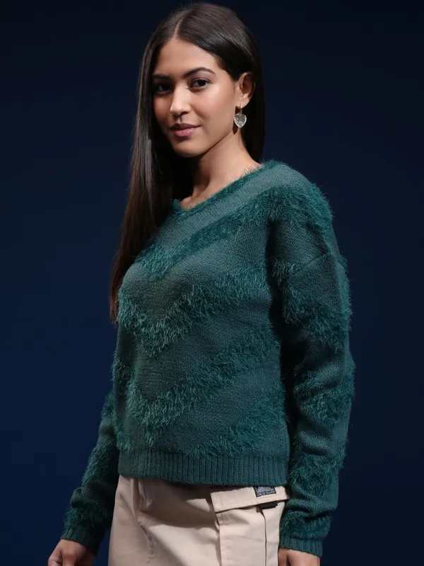 Women Self Design Sweater