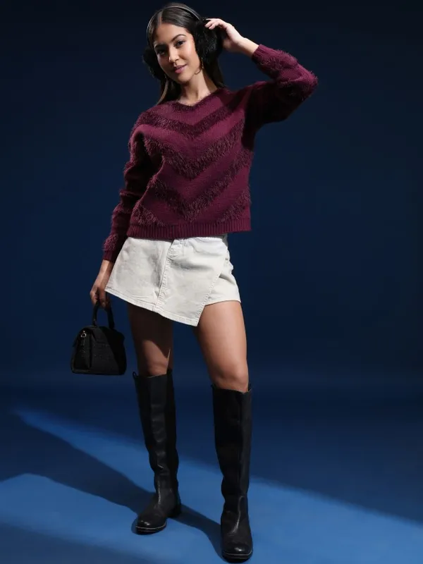 Women Self Design Sweater