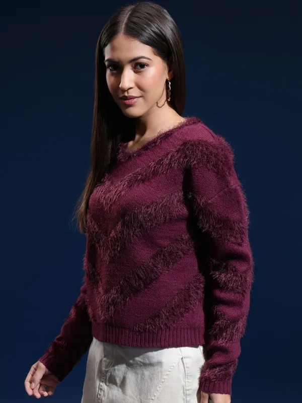 Women Self Design Sweater