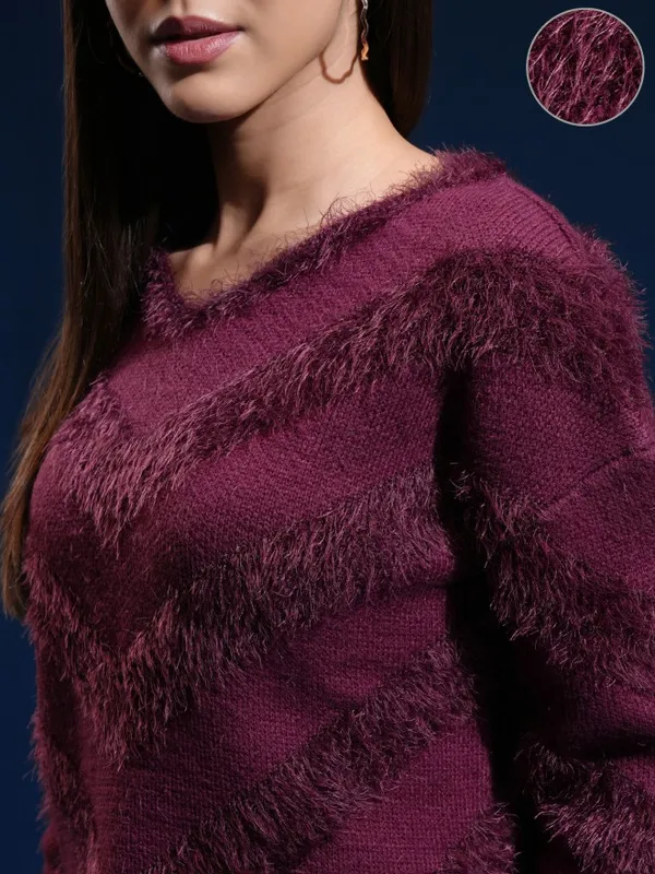 Women Self Design Sweater