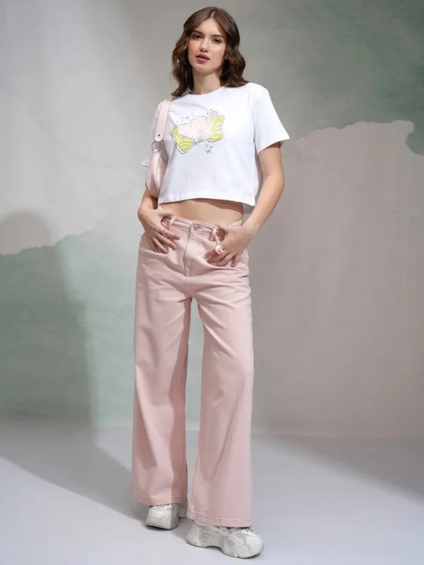 Tokyo Talkies Women Pink Regular Fit Stretchable Jeans