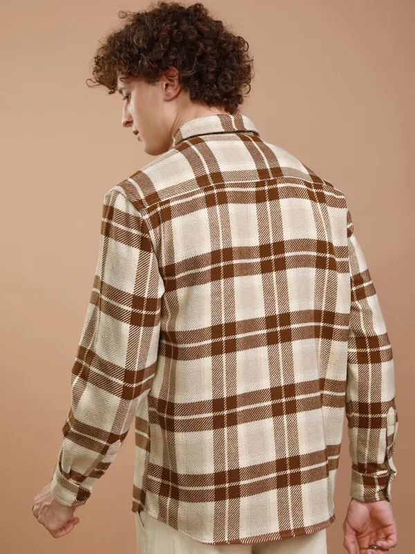 Highlander Men Mustard Checked Relaxed Fit Casual Shirt