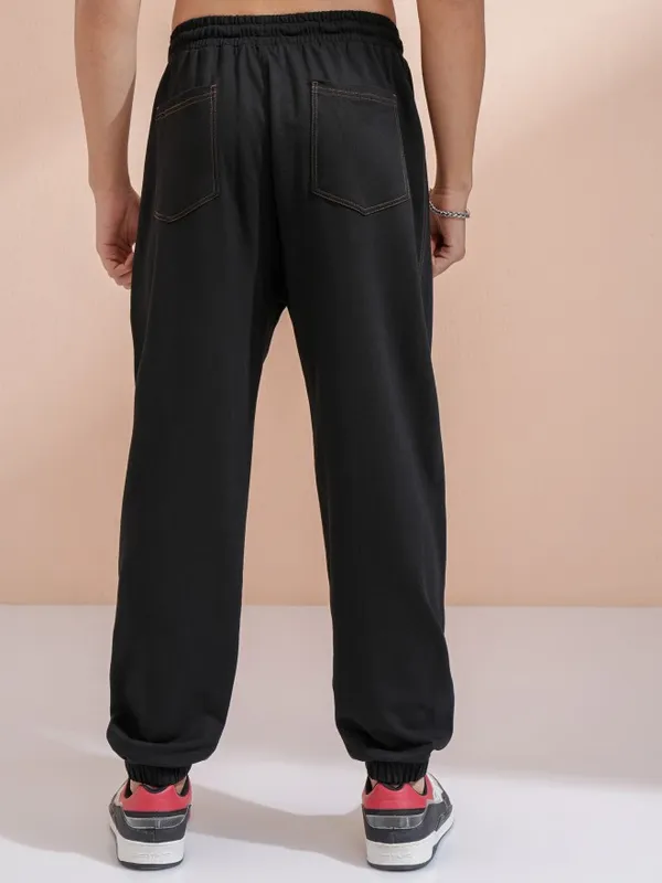 Highlander Men Black Straight Fit Solid Joggers