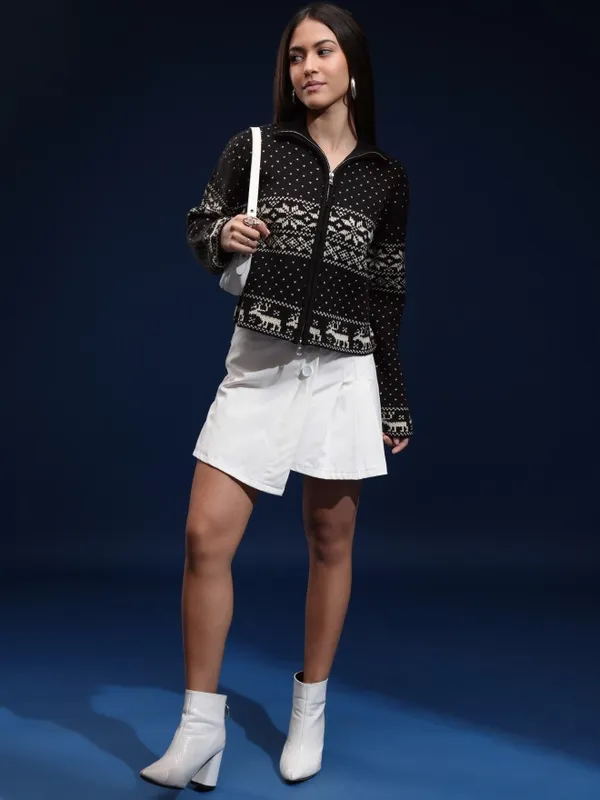 Women Self Design Sweater