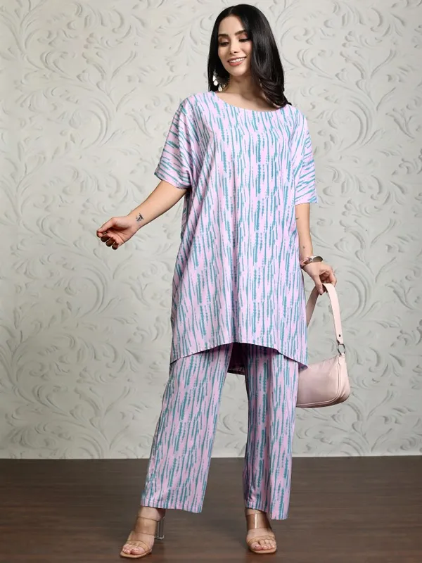 Vishudh Women Pink Women Tunic With Trousers Co-Ords