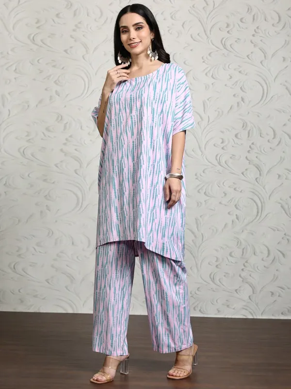 Vishudh Women Pink Women Tunic With Trousers Co-Ords