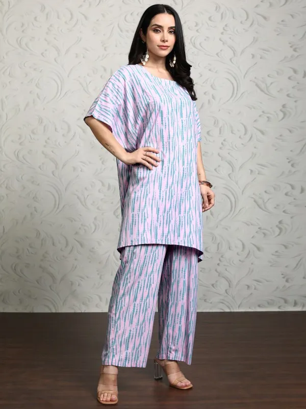 Vishudh Women Pink Women Tunic With Trousers Co-Ords