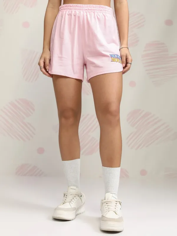 Disney By Tokyo Talkies Women Pink Mickey Mouse T-shirt With Short