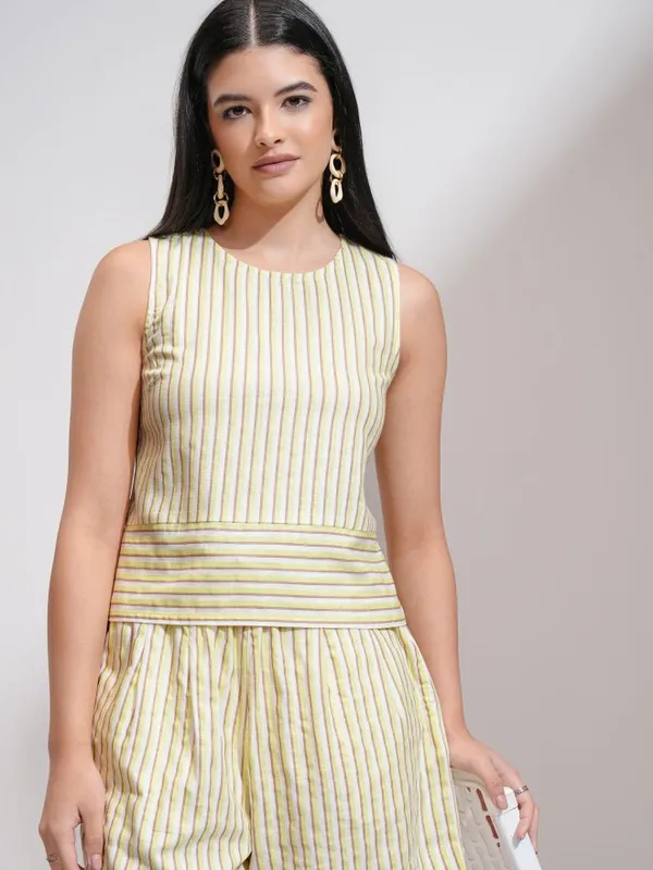 Tokyo Talkies Women Yellow Top With Short