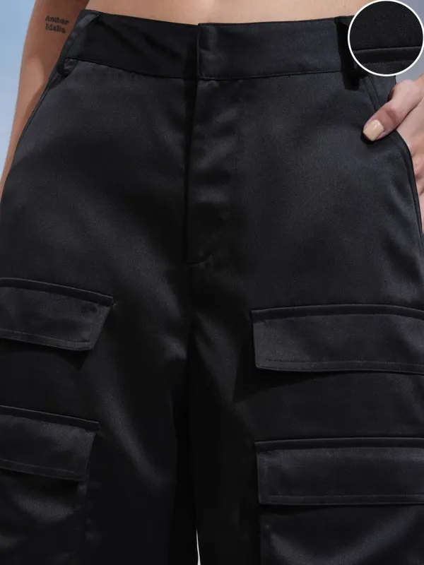 Tokyo Talkies Women Black Solid Regular Fit Cargos