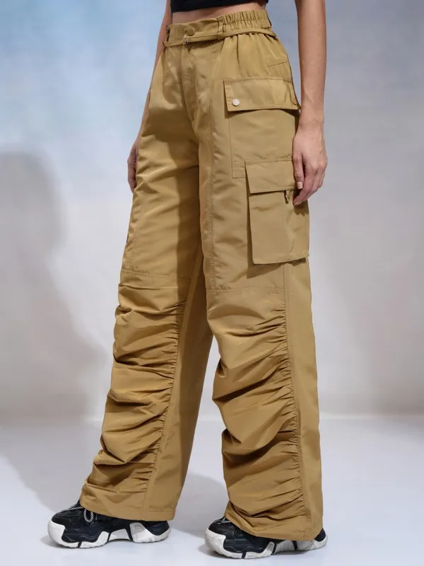 Tokyo Talkies Women Khaki Solid Regular Fit Cargos
