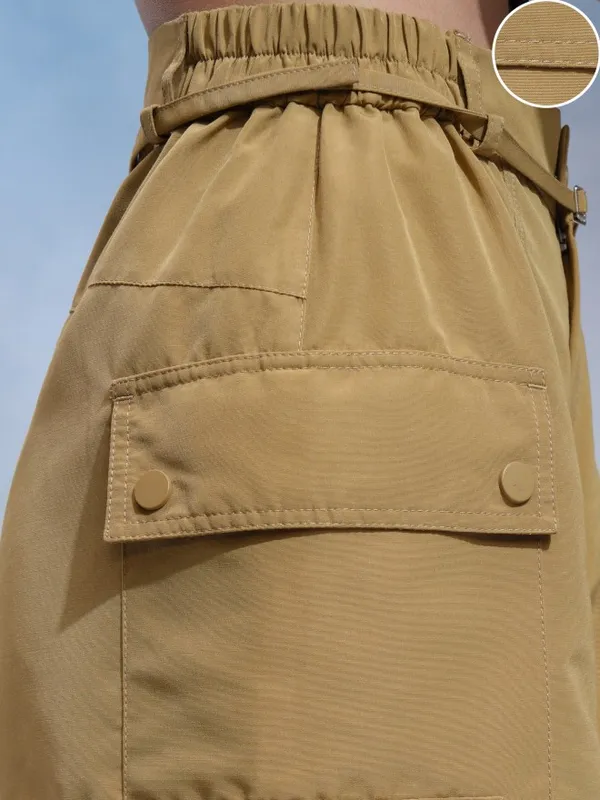 Tokyo Talkies Women Khaki Solid Regular Fit Cargos