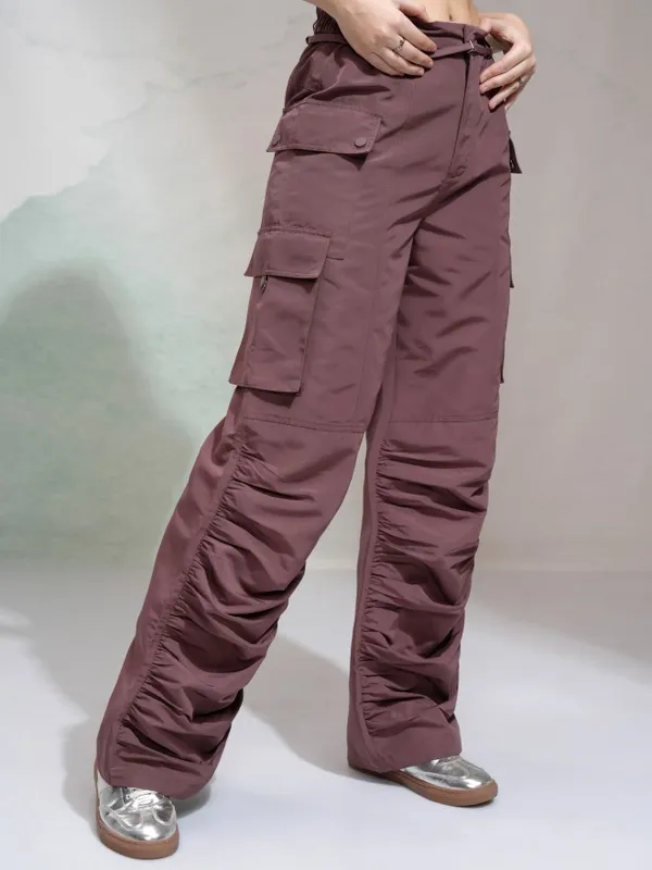 Tokyo Talkies Women Pink Solid Regular Fit Cargos