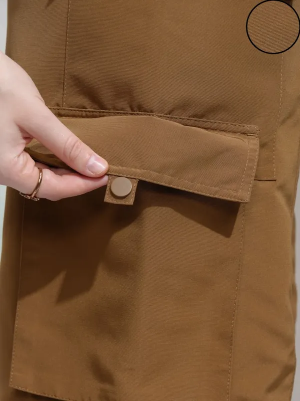 Tokyo Talkies Women Beige Solid Regular Fit Cargos