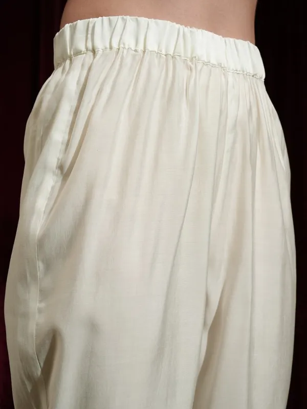 Vishudh Women Off White Kurta With Palazzos And Dupatta