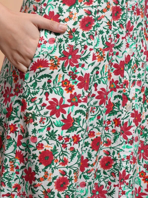 Tokyo Talkies Women White Printed A-Line Dress