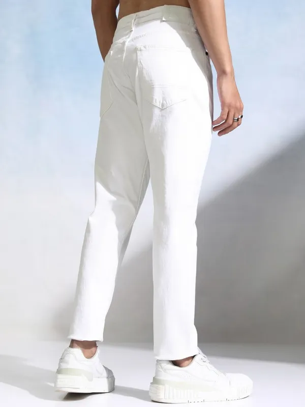 Highlander Men White Slim Fit Stretchable Jeans