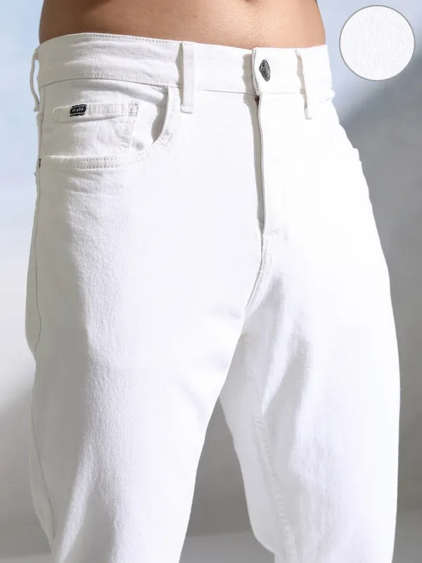 Highlander Men White Slim Fit Stretchable Jeans