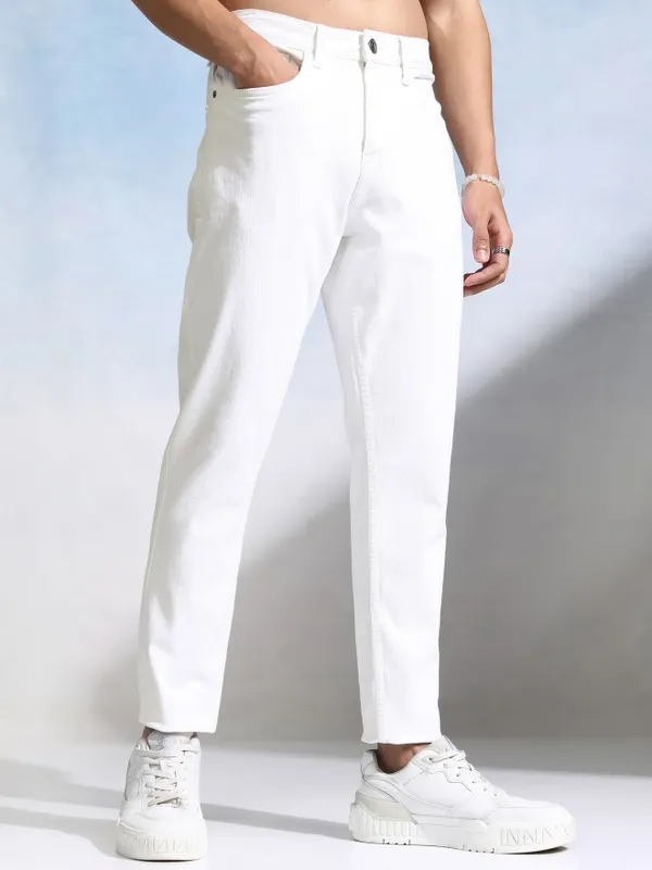 Highlander Men White Slim Fit Stretchable Jeans