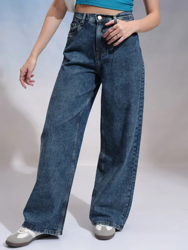 Tokyo Talkies Women Blue Wide Leg Jeans