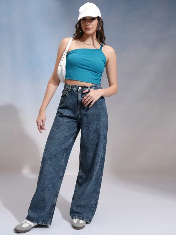 Tokyo Talkies Women Blue Wide Leg Jeans
