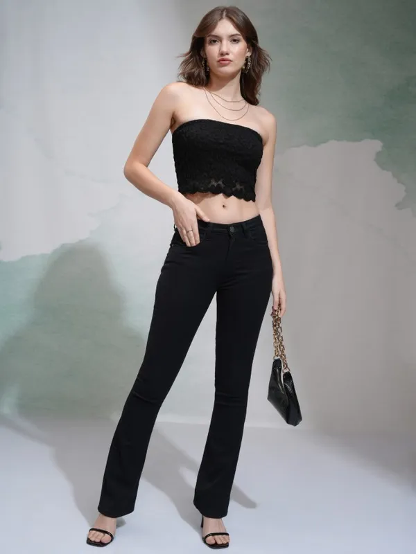 Tokyo Talkies Women Black Solid Regular Top