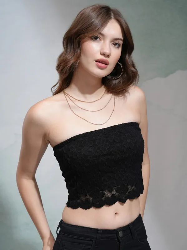 Tokyo Talkies Women Black Solid Regular Top