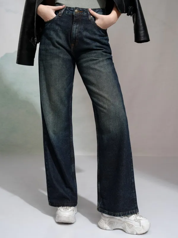 Tokyo Talkies Women Blue Bootcut Stretchable Jeans
