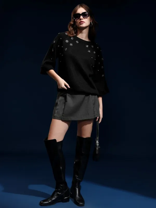 Women Embellished Sweater