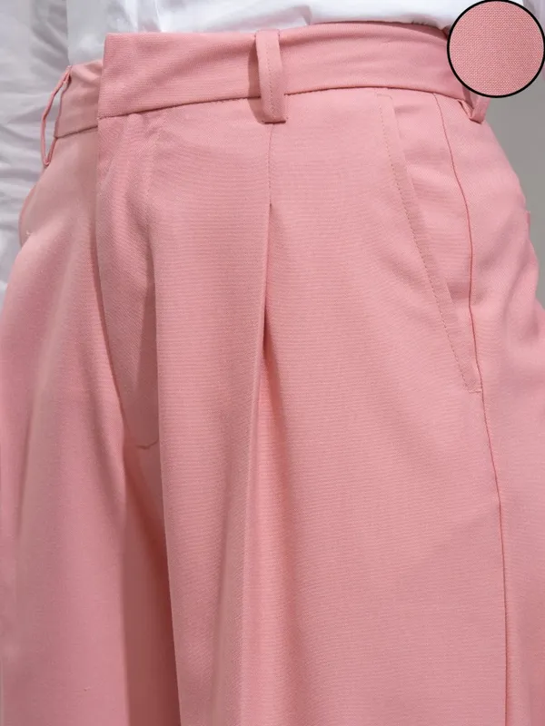 Tokyo Talkies Women Pink Solid Regular Fit Casual Trouser