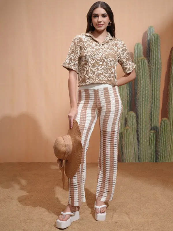 Tokyo Talkies Women Brown Printed Regular Fit Casual Shirt