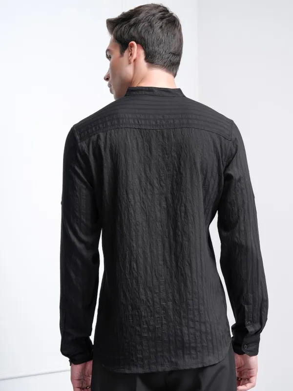 Highlander Men Black Checked Slim Fit Casual Shirt