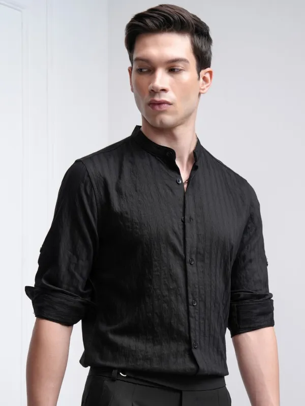 Highlander Men Black Checked Slim Fit Casual Shirt