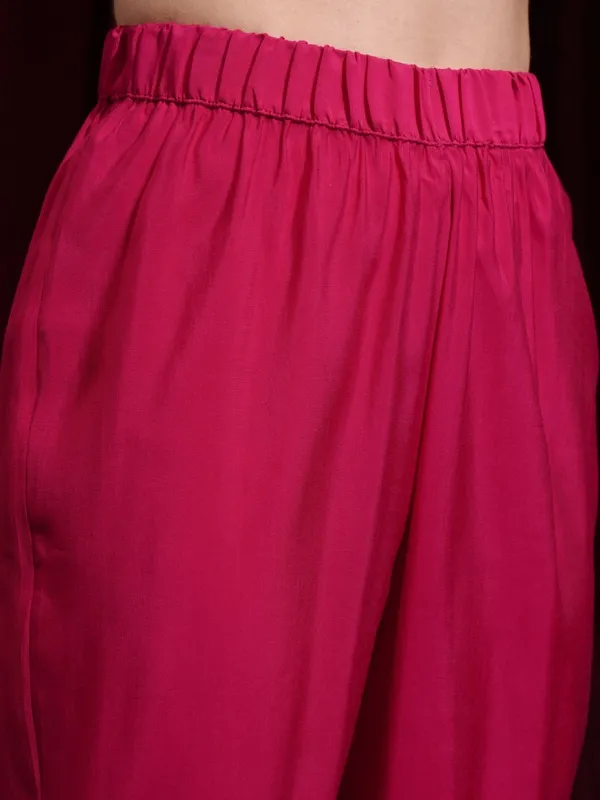 Vishudh Women Pink Kurta With Palazzos And Dupatta