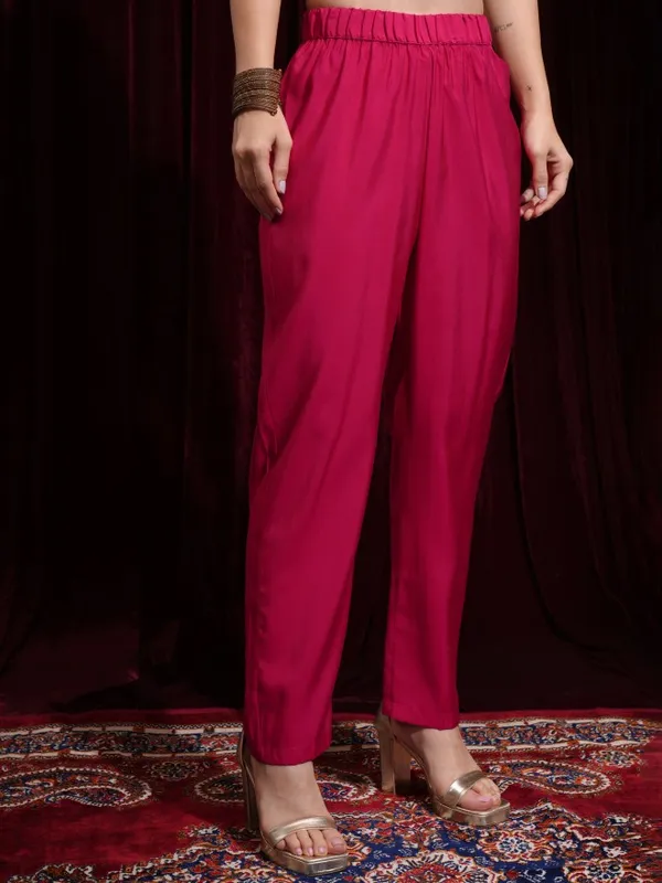 Vishudh Women Pink Kurta With Palazzos And Dupatta
