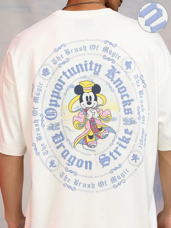 Disney By Highlander Men Off White Mickey Mouse T-Shirt With Shorts Co-Ords