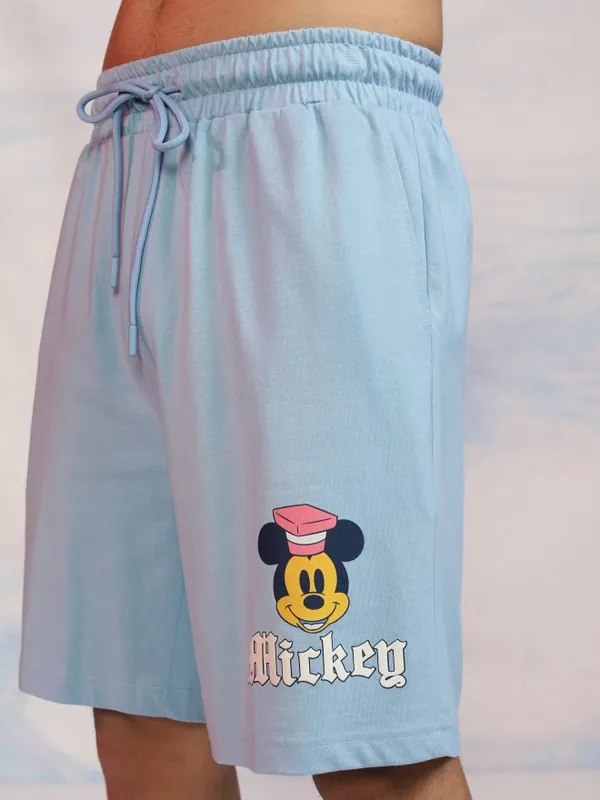 Disney By Highlander Men Blue Mickey Mouse T-Shirt With Shorts Co-Ords