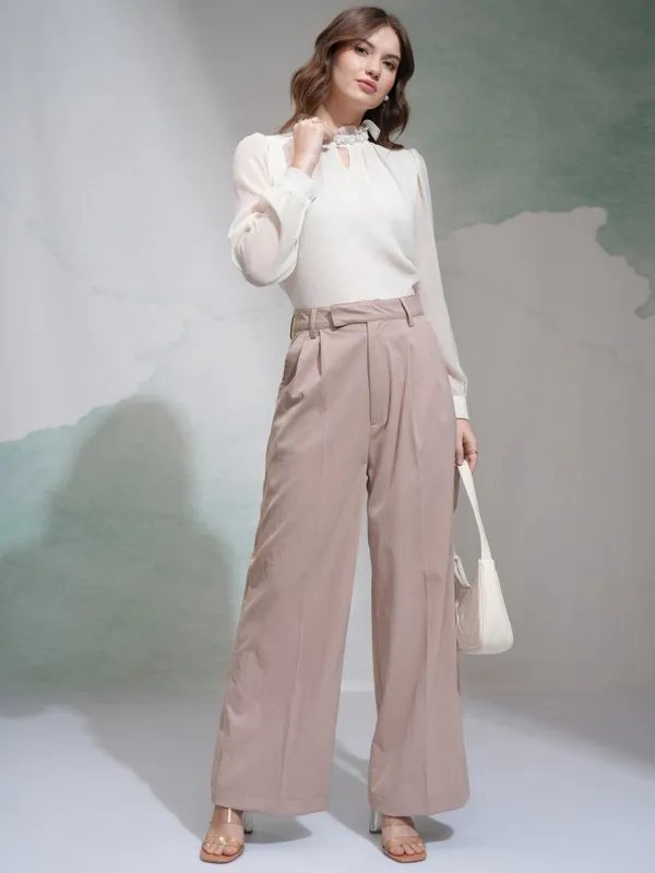 Tokyo Talkies Women Pink Solid Regular Fit Casual Trouser