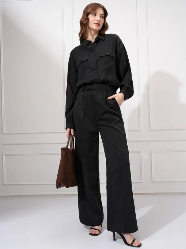 Solid Wide Leg Trouser