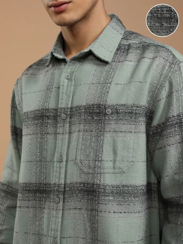 Highlander Men Teal Checked Relaxed Fit Casual Shirt