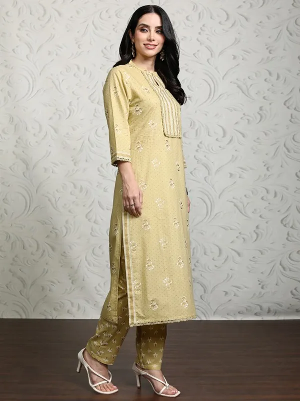 Vishudh Women Yellow Printed Kurta With Trousers And Dupatta