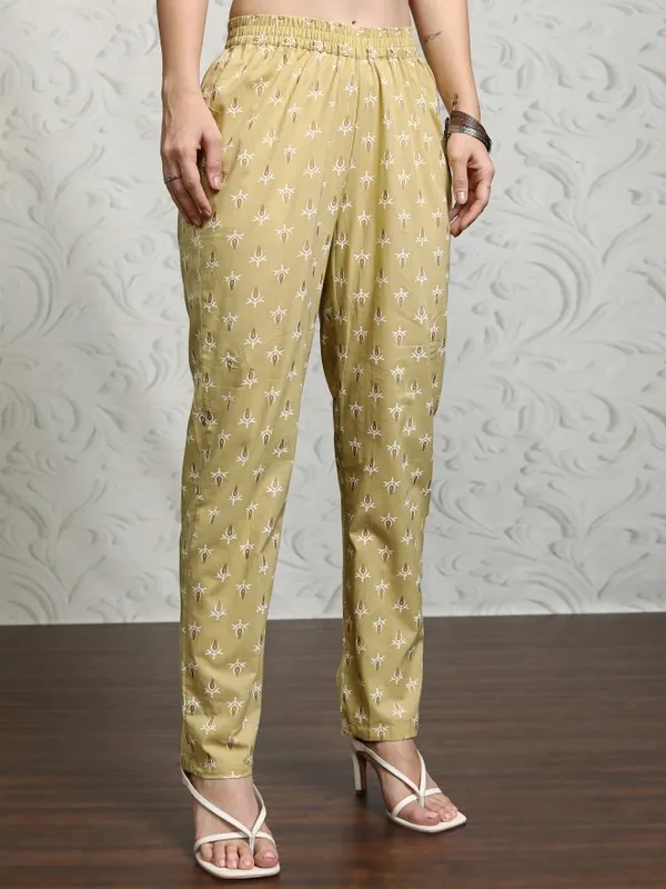 Vishudh Women Yellow Printed Kurta With Trousers And Dupatta